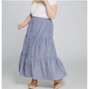 Lane Bryant Blue Striped Maxi Skirt